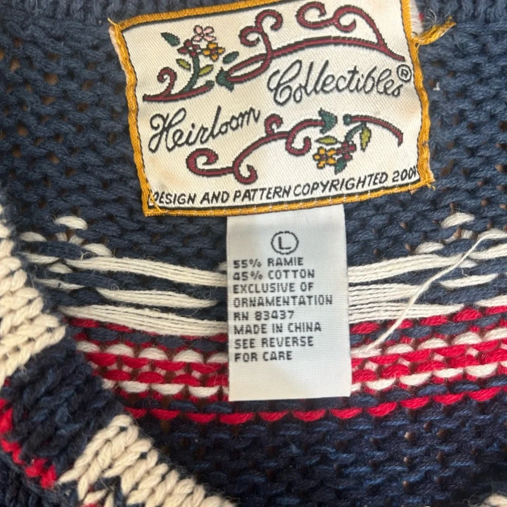 Vintage Christmas Knit Sweater By Heirloom Collectibles Size Large - Picture 4 of 4